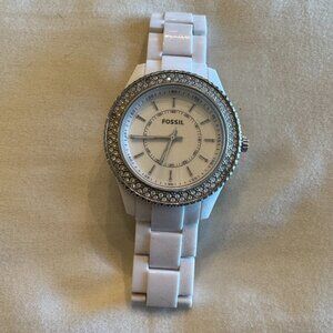 Fossil ES2444 Women's Resin Analog White Dial Quartz Wrist Watch (Pre-Owned)